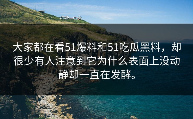 大家都在看51爆料和51吃瓜黑料，却很少有人注意到它为什么表面上没动静却一直在发酵。  第1张