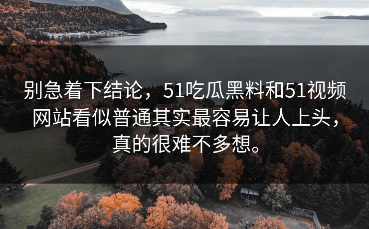 别急着下结论，51吃瓜黑料和51视频网站看似普通其实最容易让人上头，真的很难不多想。