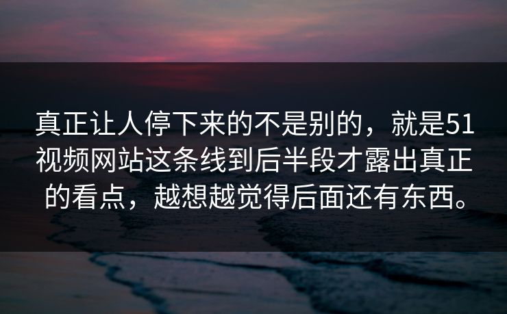 真正让人停下来的不是别的，就是51视频网站这条线到后半段才露出真正的看点，越想越觉得后面还有东西。  第1张