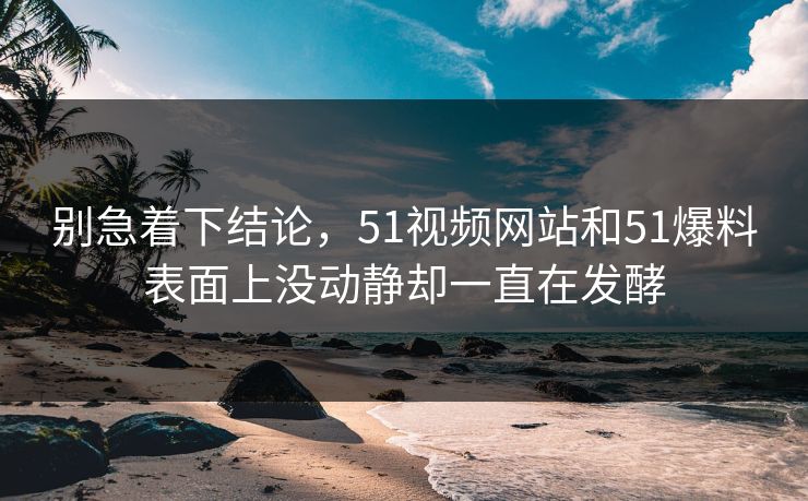 别急着下结论，51视频网站和51爆料表面上没动静却一直在发酵  第1张
