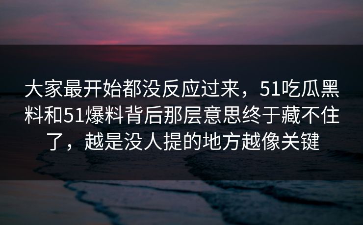 大家最开始都没反应过来，51吃瓜黑料和51爆料背后那层意思终于藏不住了，越是没人提的地方越像关键  第1张