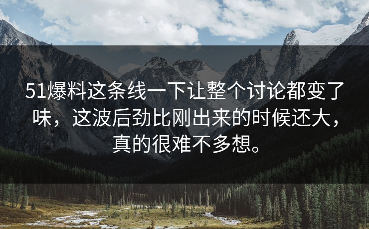 51爆料这条线一下让整个讨论都变了味，这波后劲比刚出来的时候还大，真的很难不多想。