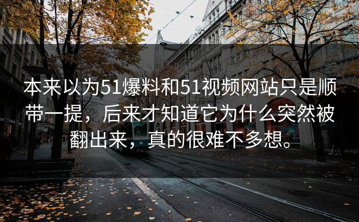本来以为51爆料和51视频网站只是顺带一提，后来才知道它为什么突然被翻出来，真的很难不多想。